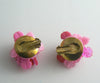 Colorful Plastic Shades of Pink Leaf Necklace Earring Set - Vintage Lane Jewelry