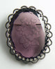 Vintage Intaglio Brooch Amethyst Glass West Germany Cameo - Vintage Lane Jewelry