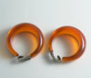 Large Orange Prystal Bakelite Hoop Earrings - Vintage Lane Jewelry