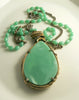 Faux Jade Golden Leaves Vintage Necklace - Vintage Lane Jewelry