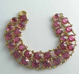 Double Strand Pink Prong Set Rhinestone Bracelet - Vintage Lane Jewelry