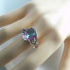 Art Nouveau Sterling Silver Mystic Topaz Filigree Ring - Vintage Lane Jewelry