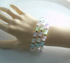 Trifari Pastel Crackle Glass Lucite Bead Necklace Bracelet Set - Vintage Lane Jewelry