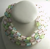 Trifari Pastel Crackle Glass Lucite Bead Necklace Bracelet Set - Vintage Lane Jewelry