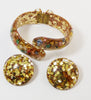Confetti and Sea Shells Lucite Clamper and Earring Set - Vintage Lane Jewelry