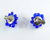 Vivid Blue Glass Hand Wired Cluster Clip Earrings - Vintage Lane Jewelry