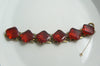 Red Square Cut Glass Art Deco Bracelet - Vintage Lane Jewelry