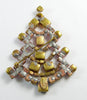 Bijoux M.G. Czech Rhinestone Colorful Christmas Tree Brooch, Xmas Pin, Holiday - Vintage Lane Jewelry