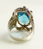 Victorian 23ct Blue Quartz Sterling Silver Marcasite Ring - Vintage Lane Jewelry