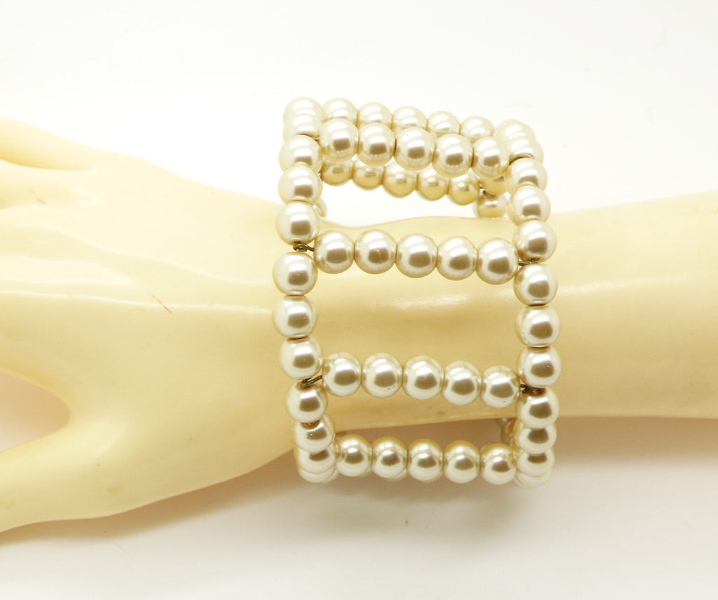 Vintage Miriam Haskell Glass Pearl Bracelet, Large Bracelet - Vintage Lane Jewelry