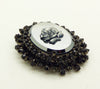 Vintage D&E Juliana Hematite Rose Cameo Rhinestone Brooch/Pendant - Vintage Lane Jewelry