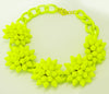 Neon Yellow Enamel Huge Cluster Necklace - Vintage Lane Jewelry