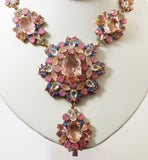 Czech Glass Dusty Rose Glass Statement Necklace - Vintage Lane Jewelry