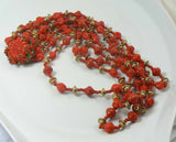 Vintage Miriam Haskell 4 Strand Red and Gold Glass Bead Necklace - Vintage Lane Jewelry