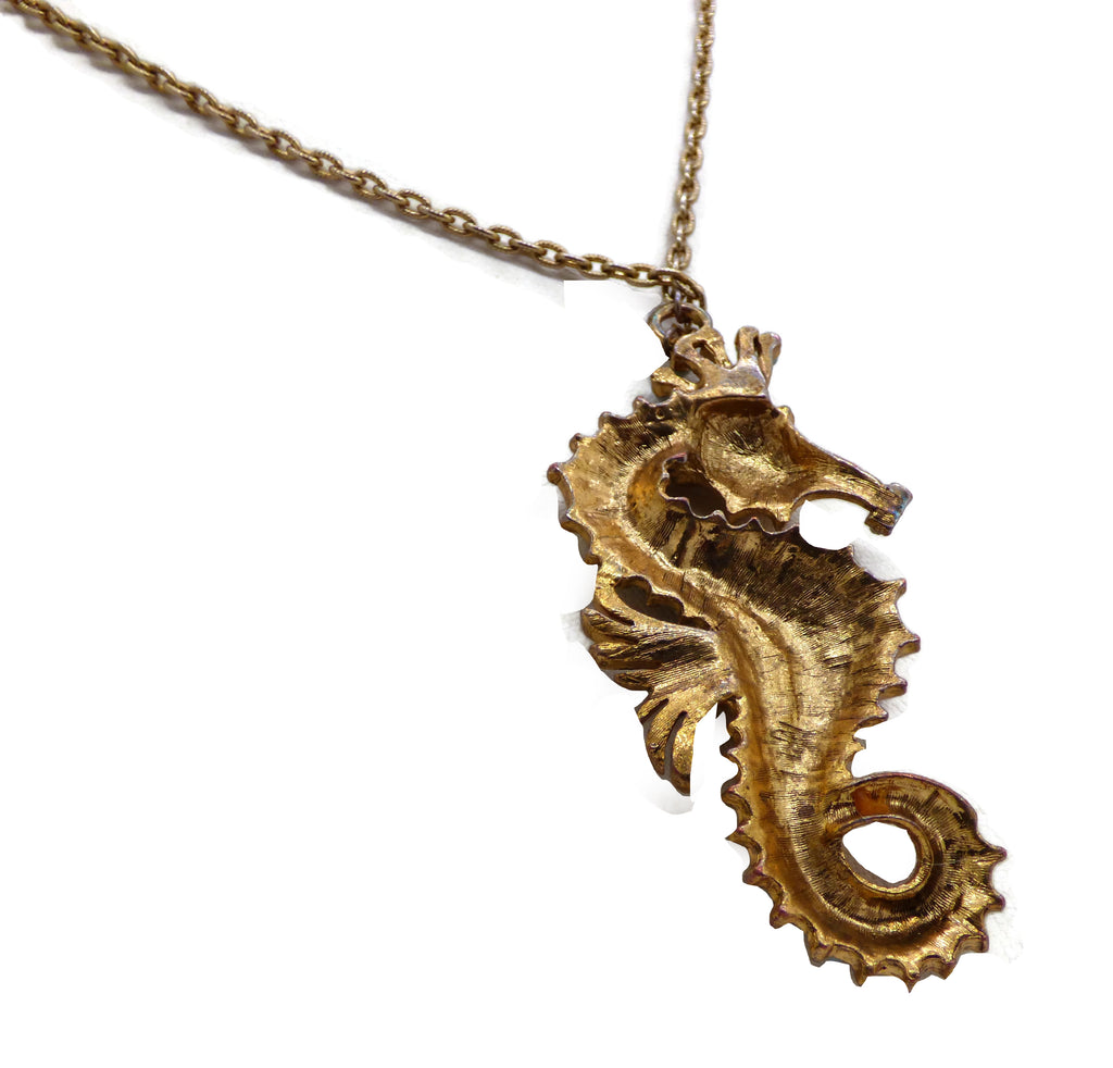 Vintage Hattie Carnegie Seahorse Pendant Necklace - Vintage Lane Jewelry