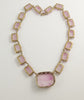 Vintage Art Deco Signed Czech Glass Rose Quartz Pink Pendant Necklace - Vintage Lane Jewelry
