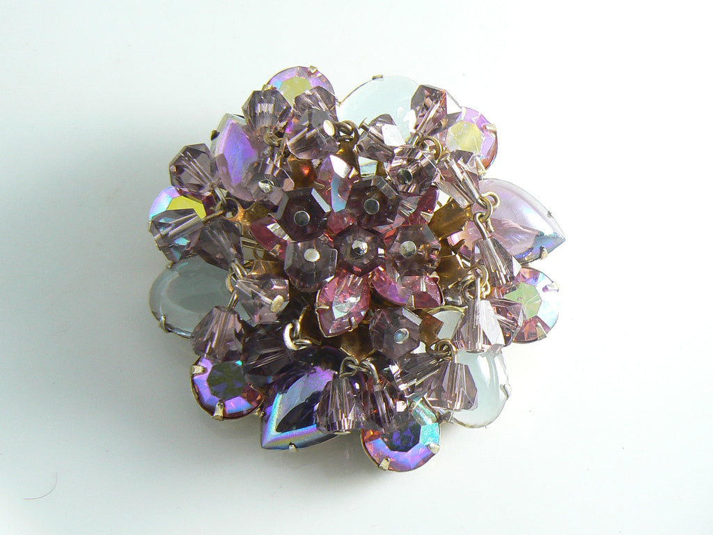 Vintage Purple And Pink Crystal Brooch - Vintage Lane Jewelry