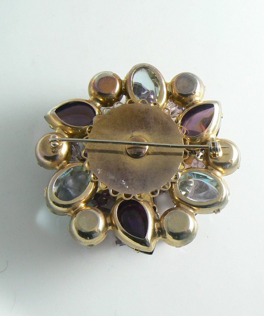 Vintage Purple And Pink Crystal Brooch - Vintage Lane Jewelry