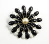 Vintage Enamel Black and white Large Flower Pin - Vintage Lane Jewelry