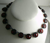 Open Back Ruby Red Faceted Crystal Necklace - Vintage Lane Jewelry