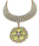 Vaseline Uranium Pendant Choker, Czech Glass - Vintage Lane Jewelry