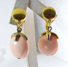 Vintage Crown Trifari Peach Glass Dangle Clip Earrings - Vintage Lane Jewelry