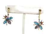 Czech Glass Fly Earrings, Blue Wings - Vintage Lane Jewelry