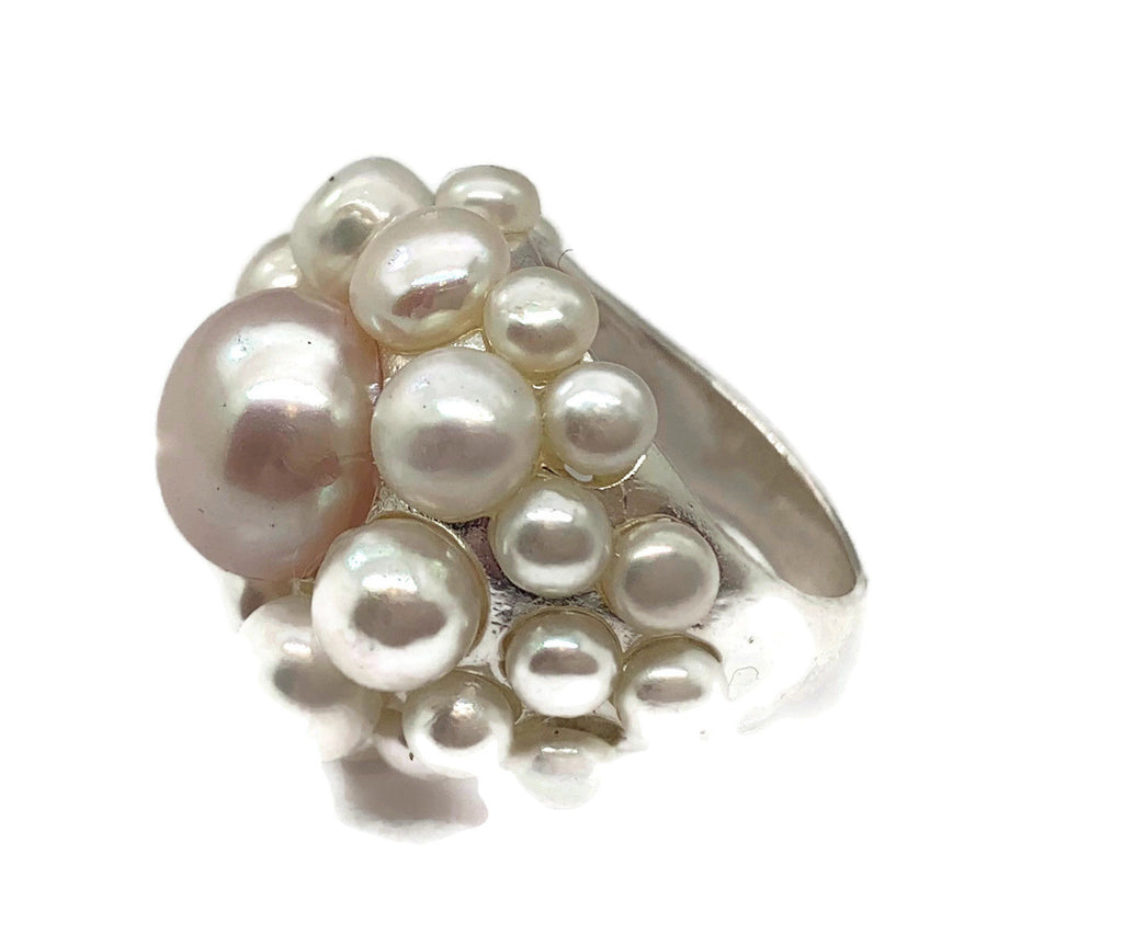Peach Freshwater Pearl Cocktail Ring - Vintage Lane Jewelry