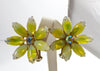 Vintage Yellow Givre Glass Aurora Borealis Rhinestone Gold Tone Flower Brooch and Clip Earrings - Vintage Lane Jewelry