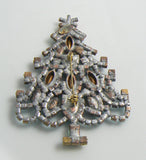 Huge Czech Glass Rhinestone Christmas Tree Pin - Vintage Lane Jewelry