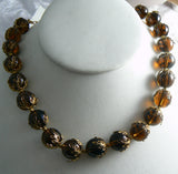 Vintage Trifari Amber Lucite Bead Filigree Necklace - Vintage Lane Jewelry