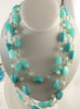 Vintage Western Germany 3 Strand Turquoise Plastic Bead Necklace and Clip Earrings - Vintage Lane Jewelry