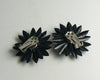 Retro Plastic Black and White Daisy Clip Earrings - Vintage Lane Jewelry