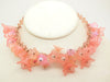 Lucite Flowers and Glass Bead Necklace, Opaque Peach and Rose Colors - Vintage Lane Jewelry