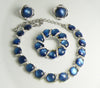 3 Piece Coro Montana Blue Moonglow and Clear Rhinestone Necklace Brooch & Earrings - Vintage Lane Jewelry
