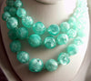 Hattie Carnegie Blue Cracked Ice Lucite Bead Necklace - Vintage Lane Jewelry