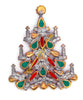 Czech Glass Christmas Tree Brooch with Candles, Vintage Rhinestones Xmas Tree Pin - Vintage Lane Jewelry