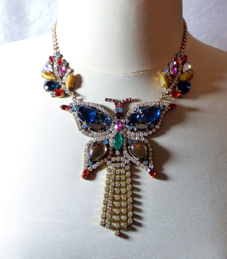 Butterfly Czech Glass Husar D Rhinestone Necklace - Vintage Lane Jewelry