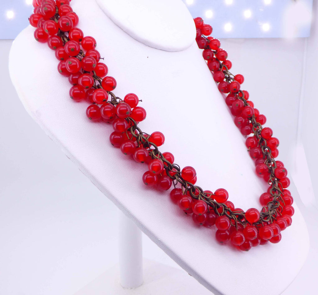 Miriam Haskell Red Jade Beaded Necklace - Vintage Lane Jewelry