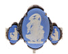 Wedgwood Blue Jasperware Suite in Sterling Silver, Brooch and Earrings - Vintage Lane Jewelry