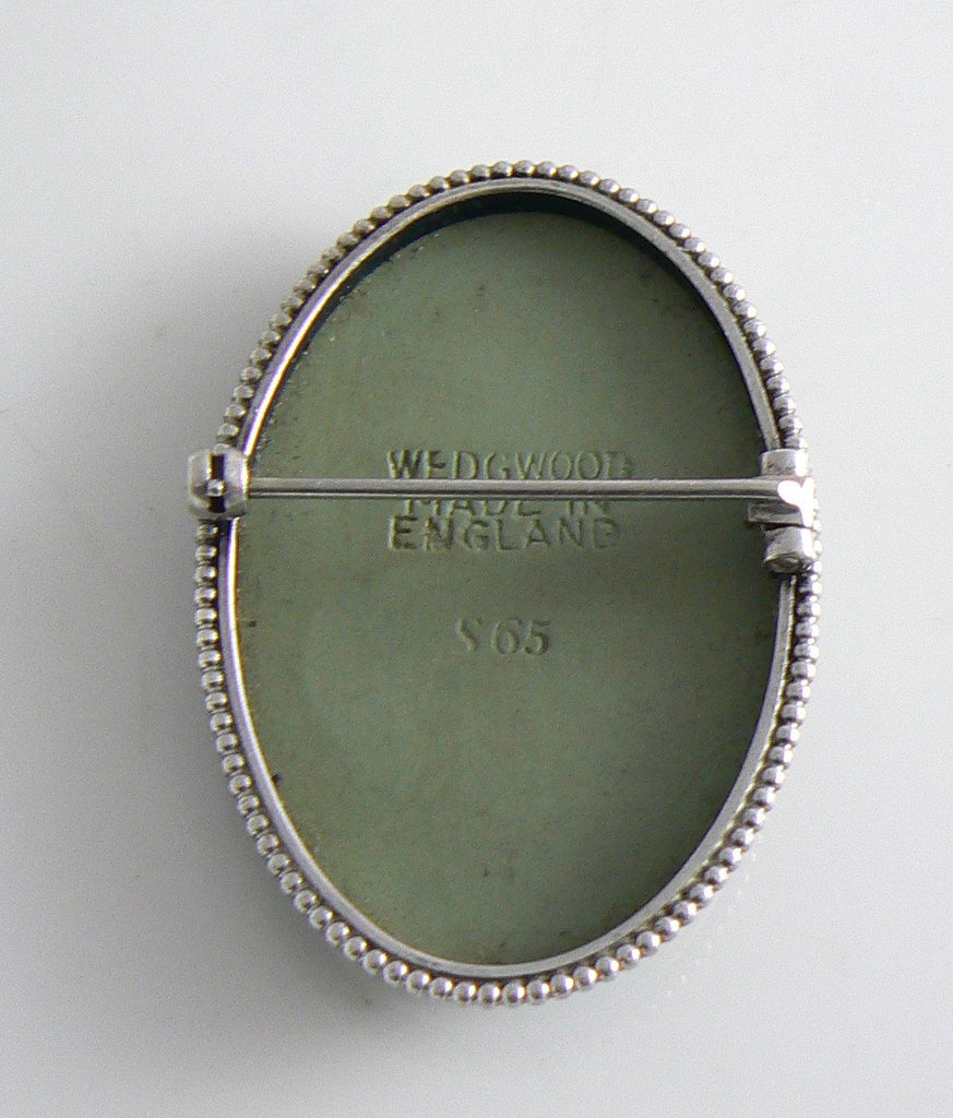 Vintage Silver Wedgwood Green Jasperware Cameo Brooch - Vintage Lane Jewelry