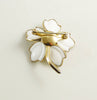 Crown Trifari White Glass Dogwood Flower Pin, Milk Glass - Vintage Lane Jewelry