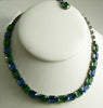 Vintage Weiss Emerald Cut Blue and Green Glass Stone Necklace - Vintage Lane Jewelry