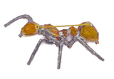 Czech Topaz Glass Rhinestone Ant Brooch - Vintage Lane Jewelry