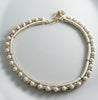 Trifari Milk Glass Gold Tone Segmented Choker Necklace - Vintage Lane Jewelry