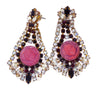 Czech Glass Rhinestone Pink Rose Earrings - Vintage Lane Jewelry