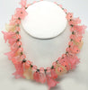 Lucite Flowers and Glass Bead Necklace, Peach and Bright Salmon Colors - Vintage Lane Jewelry