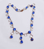 Art Deco Sapphire Blue and Clear Drippy Crystal Necklace - Vintage Lane Jewelry