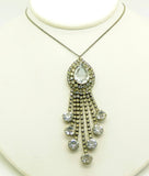 Vintage Lisa Crystal Drippy Lavalier Necklace - Vintage Lane Jewelry
