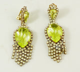 Czech Vaseline Uranium Glass Earrings - Vintage Lane Jewelry